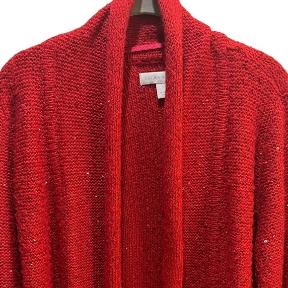 Laura Ashley Red Wool Blend Sequin Cardigan Sz S Valentine’s Day Date Night - Picture 11 of 11